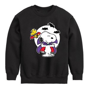 Boys' - Peanuts - Snoopy Woodstock Vampire Graphic Long Sleeve Fleece Sweatshirt - 1 of 4