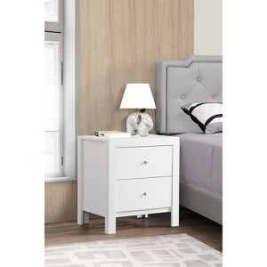 HomeStock White Nightstand 25x22x17 with Two Drawers, Compact Bedside Table for Storage and Clean Modern Bedroom Accent Furniture - 1 of 4