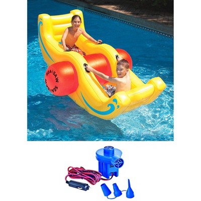 New Swimline 9058 Pool Inflatable Float Sea-Saw Rocker See-Saw w/ 12V Air Pump