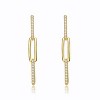 Guili Triple Oblong Oval Cable Chain Drop Earrings in 14k Gold Plating with Cubic Zirconia, A Sleek & Contemporary Jewelry Statement - 2 of 2