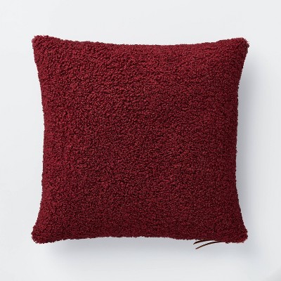 Boucle Square Pillow with Exposed Zipper Burgundy - Threshold™ designed with Studio McGee