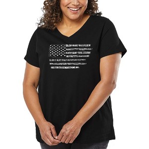 LA Pop Art Women's Word Art V-Neck - Glory Hallelujah Flag - 1 of 4