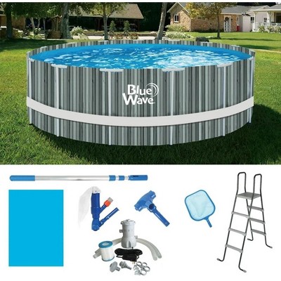 Blue Wave Aspen 15-ft Round 48-in Deep PVC Above Ground Pool Package