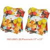KOVOT Floral Placemat Set of 8 for Indoor or Outdoor Dining | Summer Spring Fall Flower Design 17" x 13" Table Decor | Orange/Yellow - 2 of 4