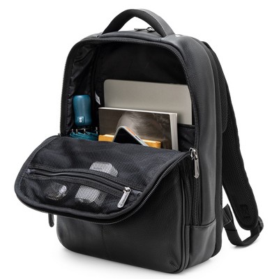 Alpine Swiss Olsen 13” Laptop Travel Backpack Genuine Leather Slim Business Travel Carry On Daypack Black — фото 5
