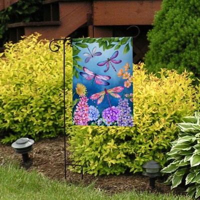 Dragonflies and Flowers Multicolor Outdoor Garden Flag 18" x 12.5"