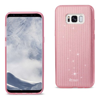 Reiko Samsung Galaxy S8/ SM Shine Glitter Shimmer Stripe Hybrid Case in Pink