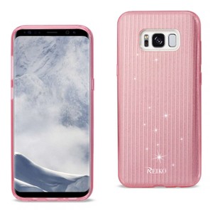 Reiko Samsung Galaxy S8 Edge /S8+/ S8 Plus Shine Glitter Shimmer Stripe Hybrid Case in Linear Pink - 1 of 4
