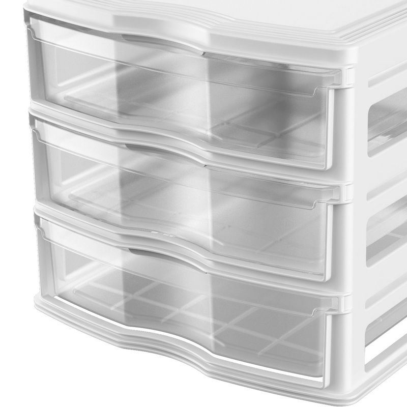 Life Story 3 Drawer Stackable Shelf Organizer Plastic Storage Drawers for Bathroom Storage, Make Up, Or Pantry Organization, White, 2 of 7