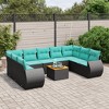 vidaXL 10 Piece Patio Sofa Set with Cushions Black Poly Rattan - 2 of 4