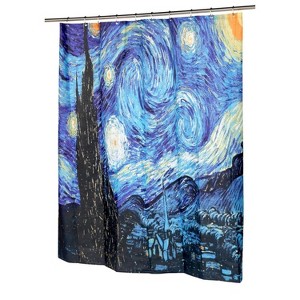 Carnation Home Fashions "The Starry Night" Museum Collection 100% Polyester Fabric Shower Curtain - Multi 70x72" - 1 of 3