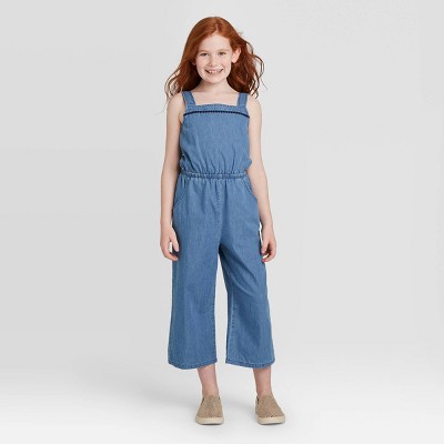 girls chambray jumpsuit