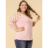 Agnes Orinda Women's Plus Size Top Raglan Floral Print V Neck 3/4 Sleeve Peasant Blouse - 4 of 4