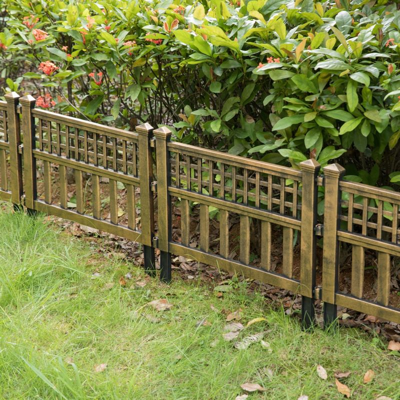 Gardenised Plastic Outdoor Decor Garden Flower Edger Fence, Border, Set of 4 Panels, Bronze, 3 of 12