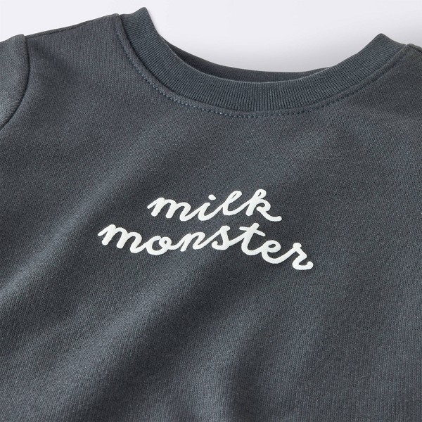 Conjunto de Bebé de Manga Corta y Pompis Monstruo de Leche - Cloud Island™ Gris Carbón 3
