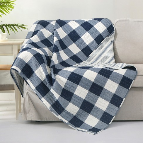 Navy Buffalo Check Blanket