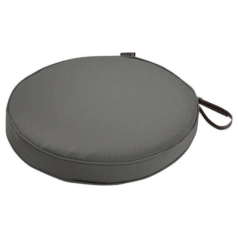 15&#34; x 15&#34; x 2&#34; Montlake Fadesafe Round Patio Dining Seat Cushion Set - Light Charcoal Gray - Classic Accessories, 1 of 16