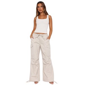 Garvee Womens Cargo Wide Leg Pants Side Drawstring Elastic Waist