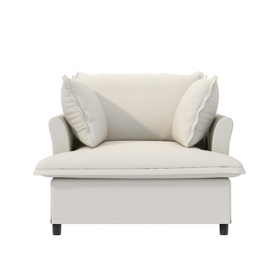 YOOCOZZ Chenille Upholstered Sofa with Skirt-edged Cushions and 2 Pillows