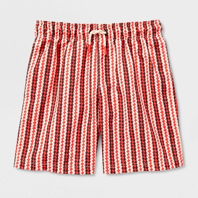 Cat & Jack Boys' Crinkle Stripes Swim Trunks - Cat & Jack™ Red S — фото 2