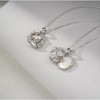 Molenia Bird Flower Necklace for Women, Dual-Layer 925 Sterling Silver Hummingbird Floral Pendant Mother of Pearl Shell Circle Necklace Nature Jewelry - 3 of 4