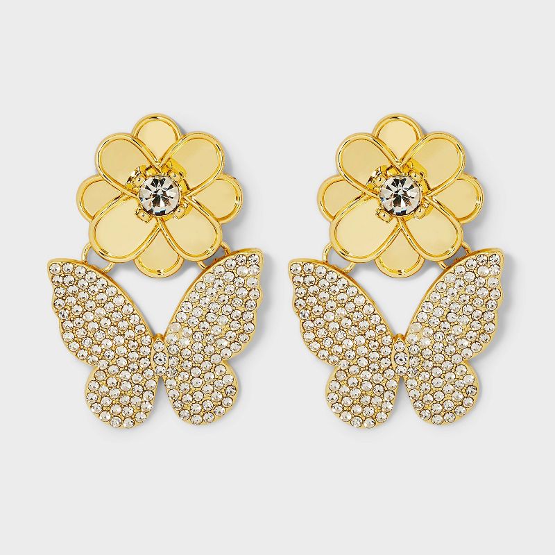 SUGARFIX by BaubleBar Butterfly and Flower Statement Earrings - Gold, 1 of 5