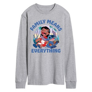 Men's - Lilo and Stitch - Family Means Everything Long Sleeve Graphic T-Shirt - 1 of 3
