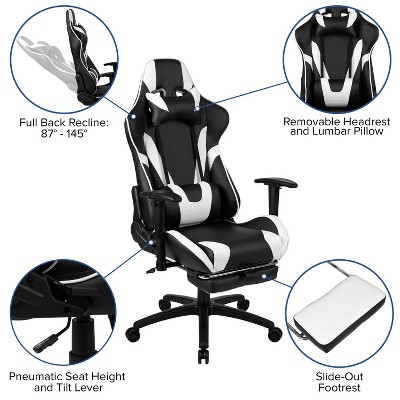 X30 Black Multi-Colored Leather Gaming Chair with Footrest