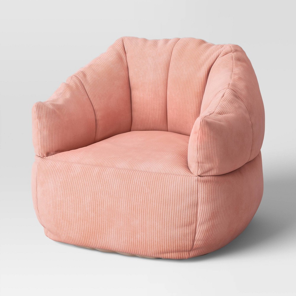 Photos - Bean Bag Corduroy  Dorm Chair Blush - Room Essentials™: Upholstered Polyest