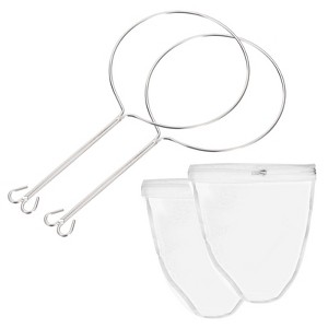 Unique Bargains Stainless Steel Reinforced Frame Sturdy Handle Nylon Mesh Strainer Bag 2 Sets - 1 of 4