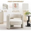 Mid Century Modern Accent Barrel Chair Comfy Upholstered Round Armchair, Velvet Fabric Boucle Lounge Chair - 3 of 4