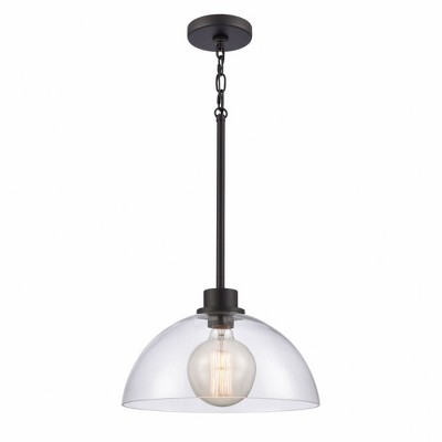 Julian Matte Black and Clear Glass Dome Pendant Light
