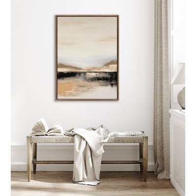 Large Gold Framed Abstract Landscape Canvas Print