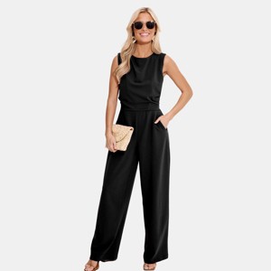 Women's Elegant Black Sleeveless Wide-Leg Jumpsuit - Cupshe - 1 of 4