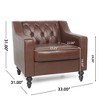 33" Fabric Contemporary Club Chair with Button-Tufted Diamond Stitch, Sloped Arms and Birch Wood Legs - 4 of 4