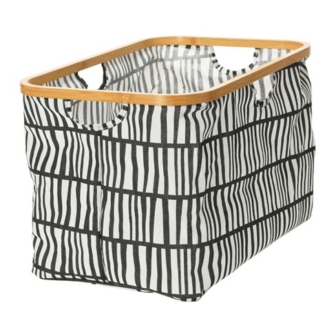 Household Essentials Set Of 2 Bamboo Rimmed Krush Baskets Black