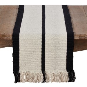 Saro Lifestyle Cotton Table Runner With Heavy Rug And Tassel Design, Multicolored, 16" x 72" - 1 of 4