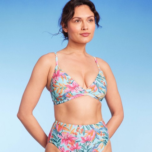 Women's Floral Print High Waist Full Coverage Bikini Bottom - Kona Sol™  Multi Blue L : Target