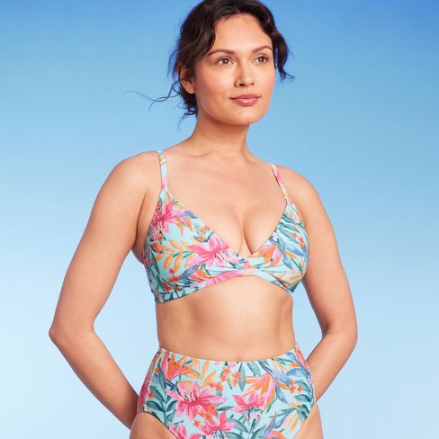 Plus Tropicana Cross Front Bikini Crop Top