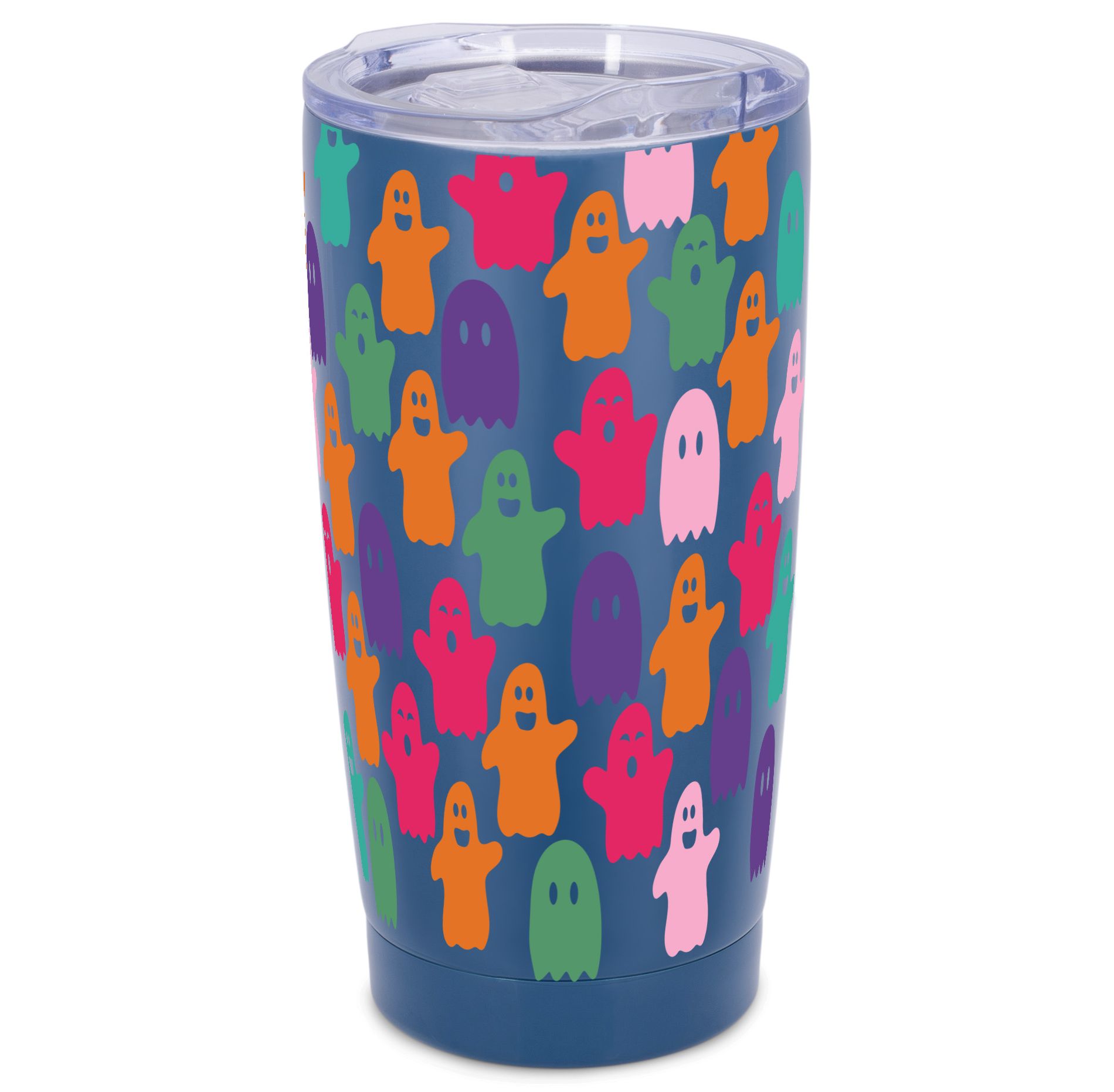 Elanze Designs Little Monsters Ghosts Halloween Wrap-Around Design 20 Ounce Stainless Steel On-The-Go Coffee Mug, Thermal Travel Tumbler with Leak