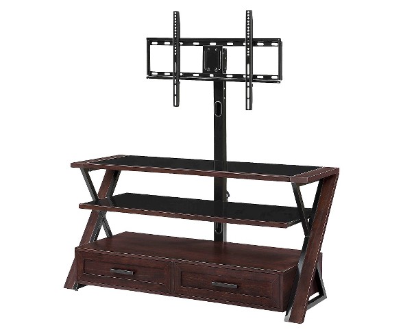 Stinson 3-in-1 Flat Panel-2 Drawer Console with Fixed Arms Brown 54" - Whalen