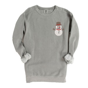 Embroidered White Snowman - Women's Garment Dyed Graphic Sweatshirt - 1 of 4