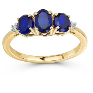 Bling Jewelry Past Present Future 3 Stone 2CTW Created Blue Sapphire ...