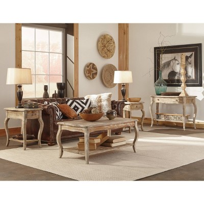 Rustic Driftwood Reclaimed Wood End Table with Storage