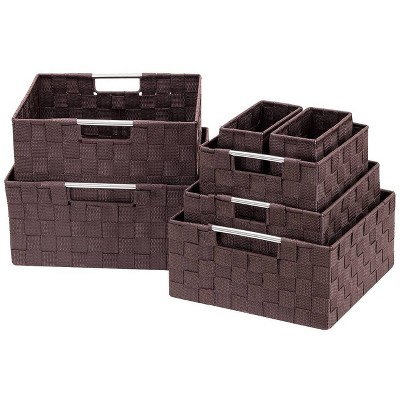Sorbus 7pc Weave Basket Set Chocolate