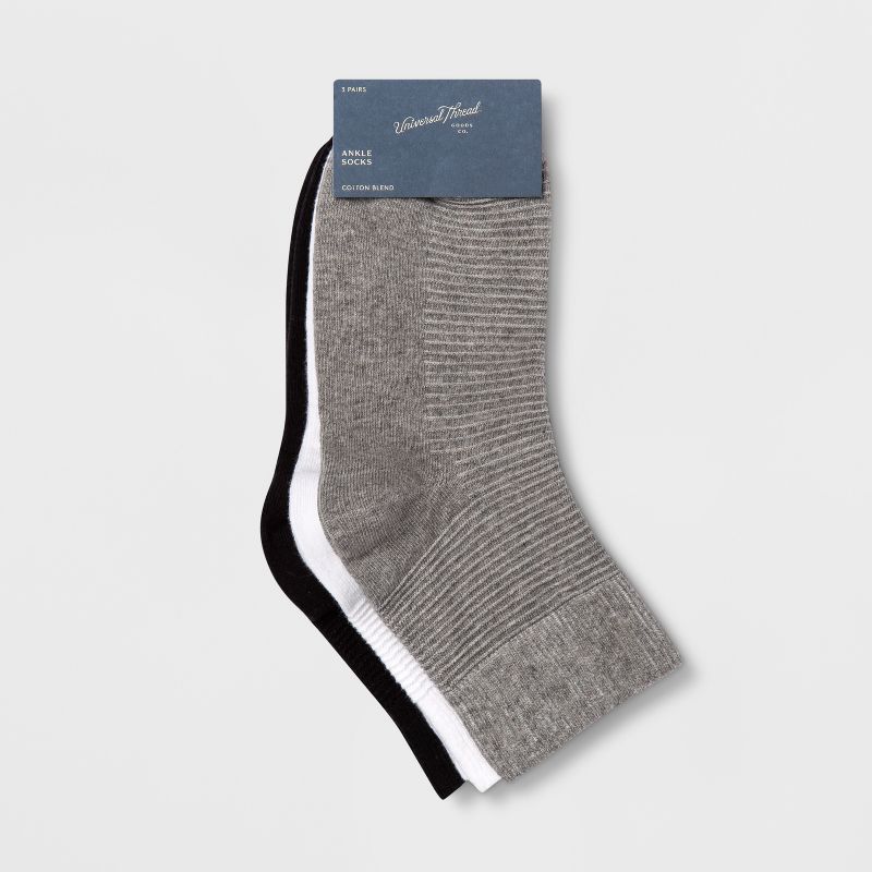 Women's 3pk Garter Stitch Ankle Socks - Universal Thread™ 4-10, 2 of 7