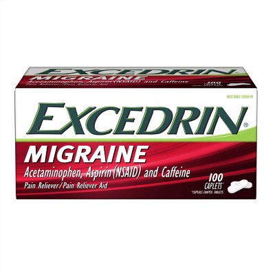 Excedrin Migraine Pain Reliever Caplets - Acetaminophen/Aspirin (NSAID) - 100ct