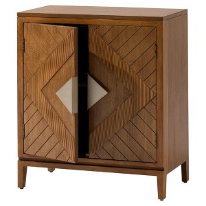 COZAYH Farmhouse Storage Cabinet Accent Sideboard with Geometric Wood Doors for Entryway, Living Room, or Dining Room, 28 Inch, Wood - 1 of 4