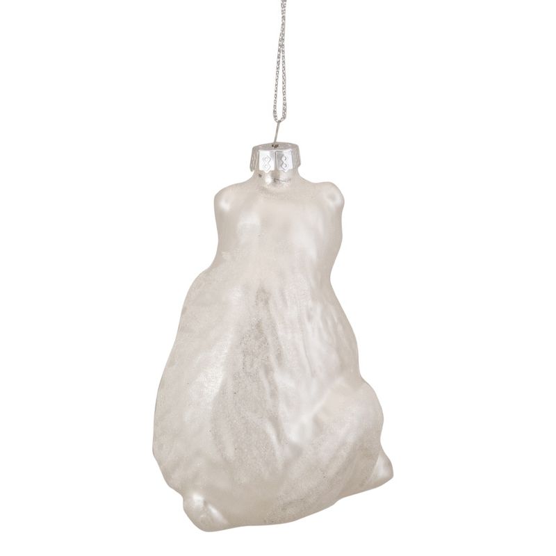 Northlight 4"  White Glittered Polar Bear Glass Christmas Ornament, 5 of 6