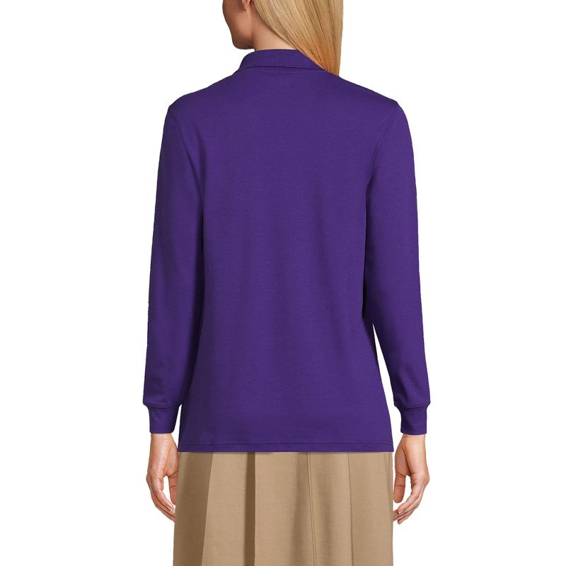 Lands' End School Uniform Women's Long Sleeve Interlock Polo Shirt, 2 of 5